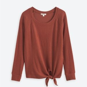 Nine Britton Billie Tie Front Brushed Knit Top